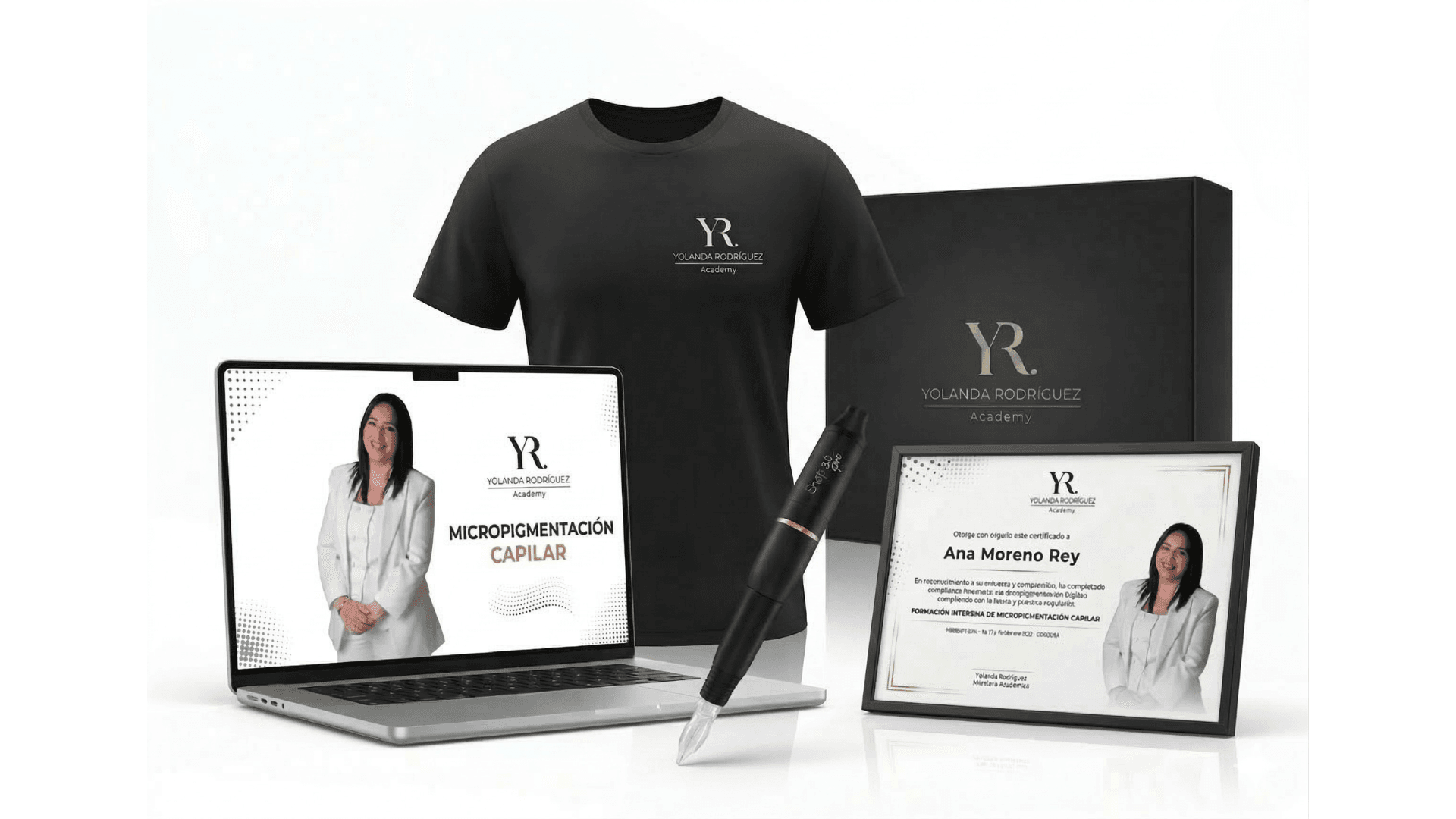 Vista panorámica del aula de formación de micropigmentación capilar con alumnos practicando